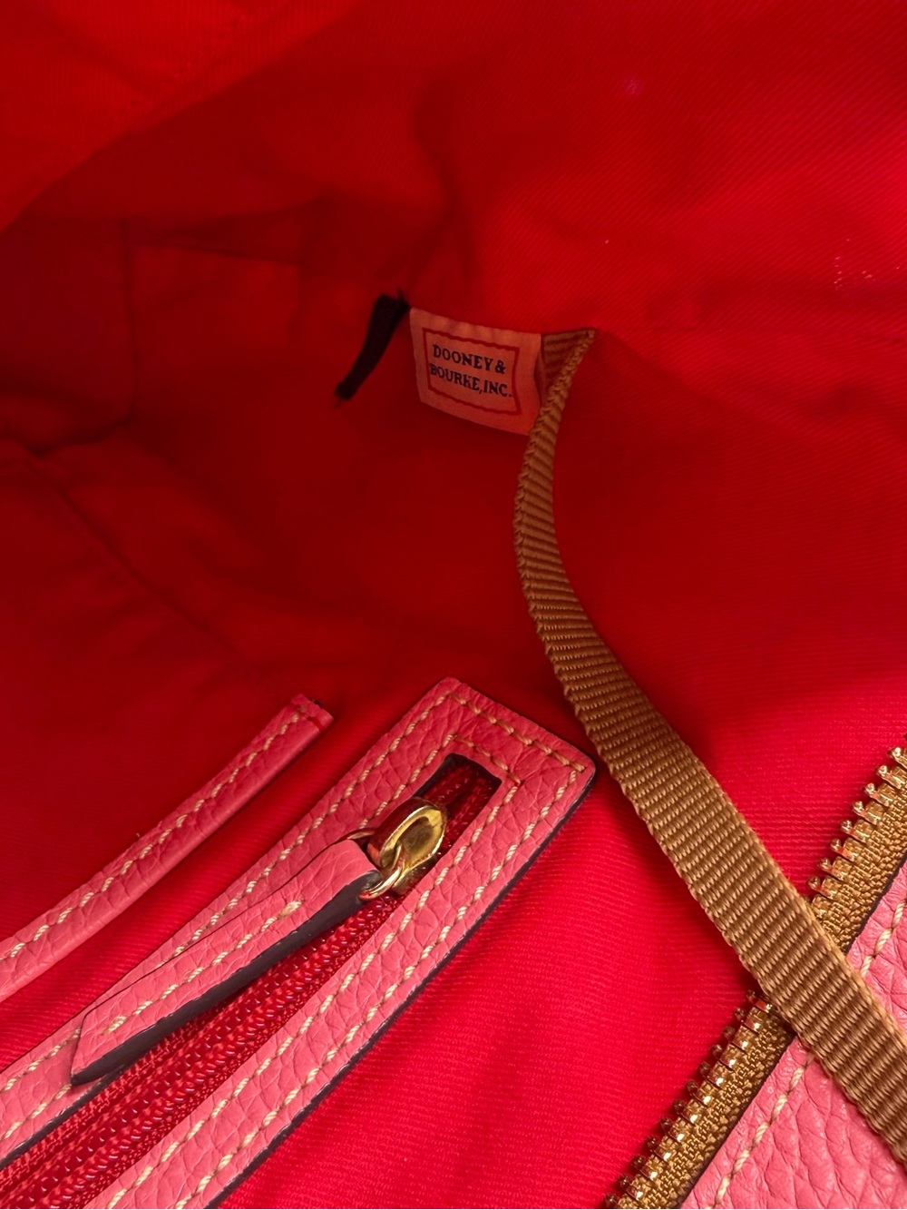 Dooney & Bourke Charleston Leather Tote Shoulder Bag Charm Bubble Gum Zip Large - Picture 13 of 14